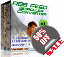 This software can convert RSS feeds to a scrollable news ticker vertical or horizontal style.